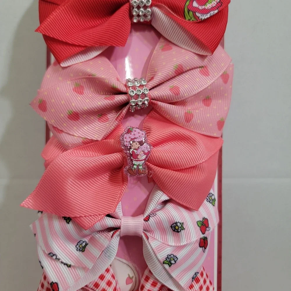 NEW! STRAWBERRY SHORTCAKE Orange Blossom Variety HAIR BOW Clips Set Of 7‎ Bling